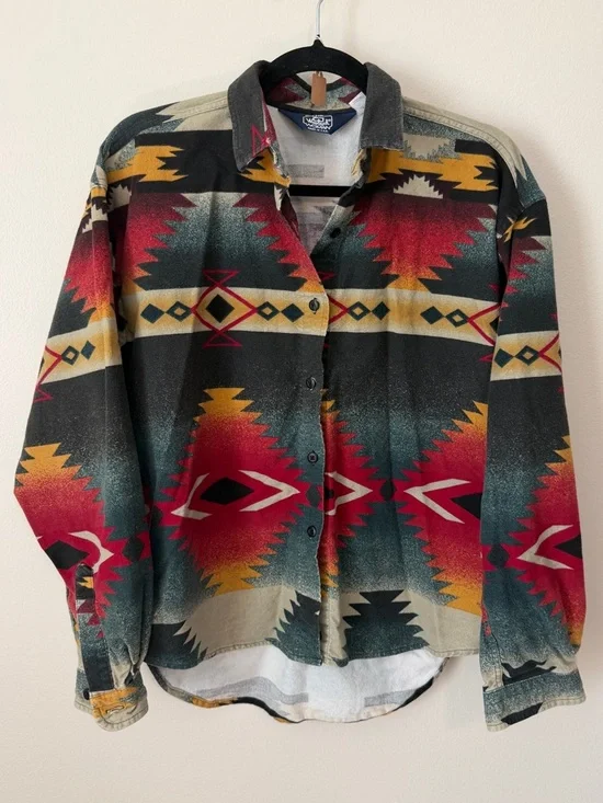 vintage woolrich aztec western button up 100% cotton fits size S-M - Picture 3 of 5